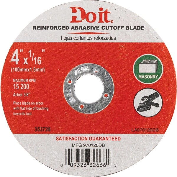 All-Source Type 1 4 In. x 1/16 In. x 5/8 In. Masonry Cut-Off Wheel 970120DB - main